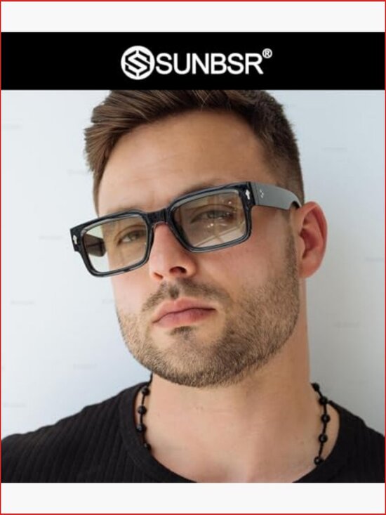 Classic Square Sunglasses Trendy Thick Frame Rectangle Chunky Black Shades main image 7
